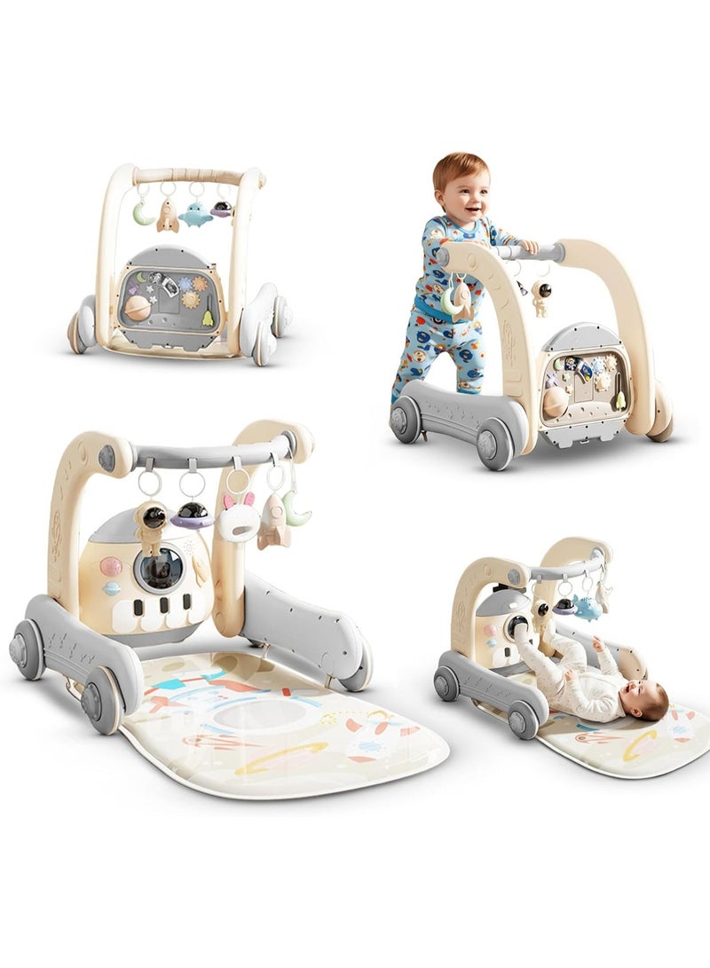 Baybee 4 in 1 Musical Baby Activity Walker & Convertible Play Gym | Push Walker with Piano, Lights, Rattles & Tummy Time Mat | Foldable Newborn to Toddler Toy for 0-36 Months Boys & Girls Pink - Image 1